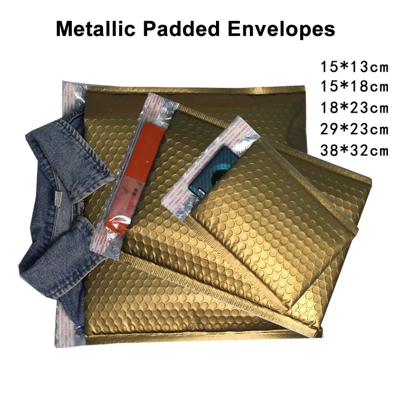 

10PCS Metallic Bubble Mailer Envelopes Padded Mailing Shipping Bag Self Sealing Foam Foil Courier Bag Waterproof Bubble Bags
