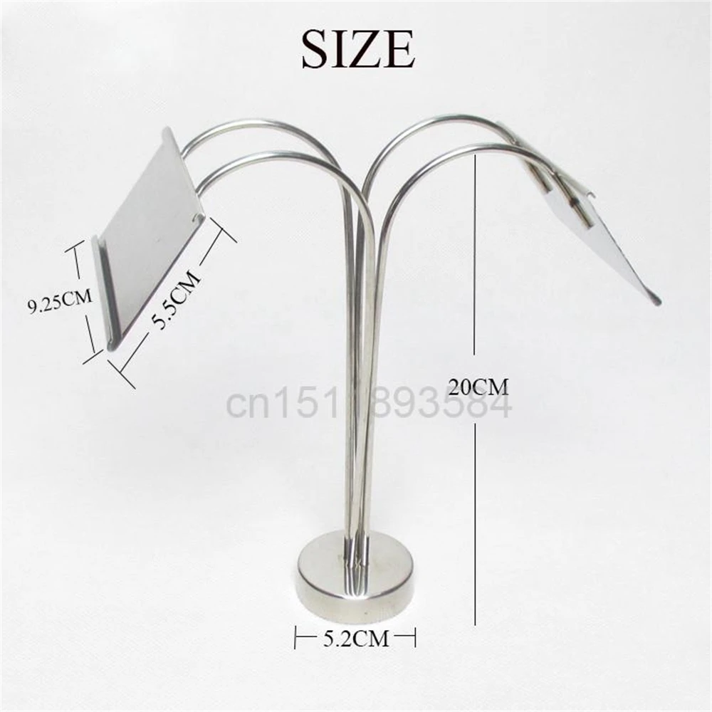 Metal Label Frame Sign Clip Tag Case European Metal Note Holder Name Card Display Stand Double Sides Silvery Table Signage Rack