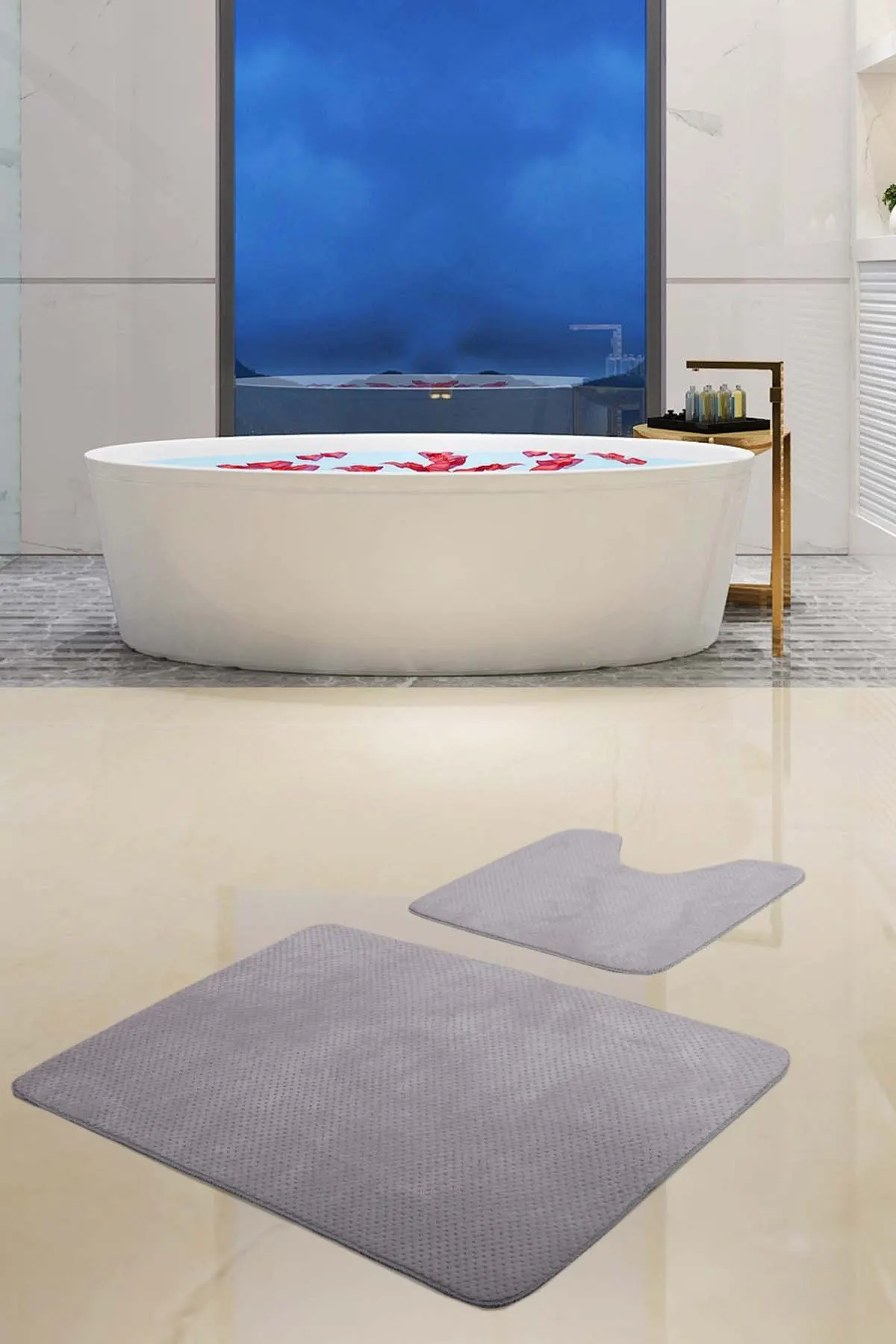 Offerte Bonny Home Arora Tappeto Da Bagno Lavabile In Lavatrice Con Base In Pelle Antiscivolo In 2 Pezzi