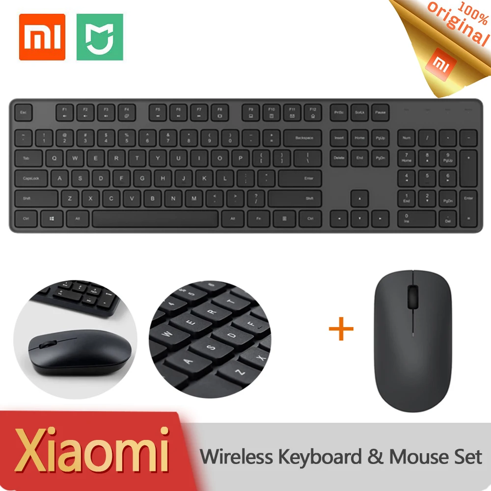 Xiaomi беспроводная мышь клавиатура русская 2 4 ГГц Бесшумная USB и Набор Combo