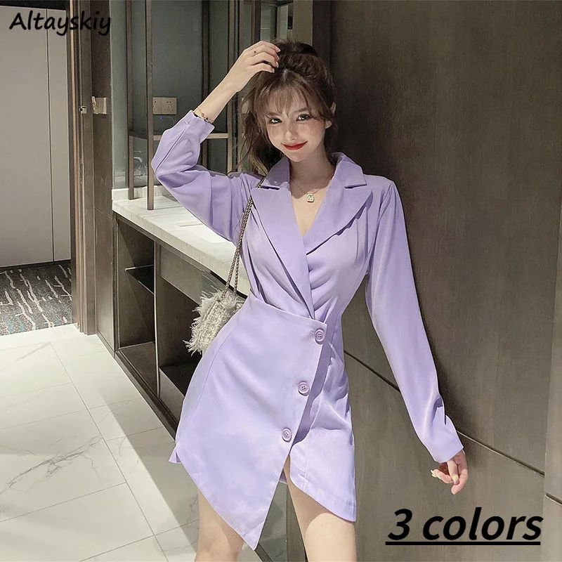 

Blazers Women Asymmetrical Temperament Solid Slim High Street Spring 2021 New Single Breasted Outwear Notched All-match Elegant