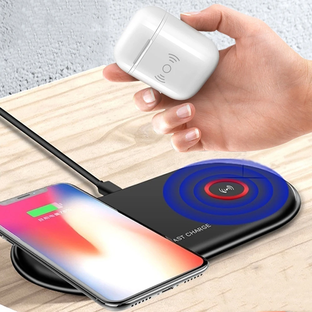 10 Вт Qi Беспроводное зарядное устройство 2 в 1 зарядная док-станция для samsung S10 S9 Galaxy