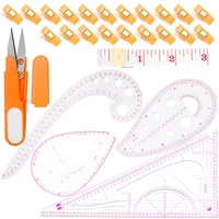 lmdz sewing ruler multifunction french curve rulers patchwork tools metric ruler measure kit pattern design ruler scissors clips