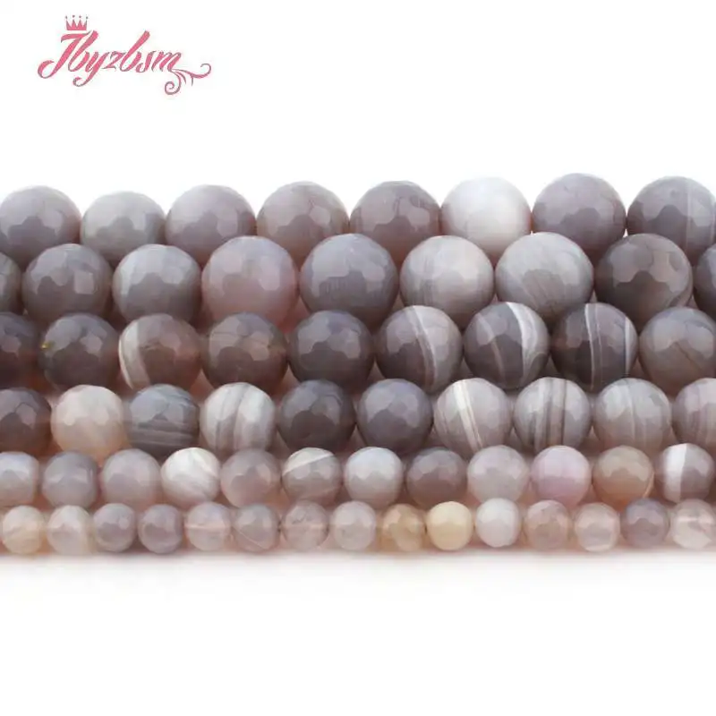 Натуральный мех серый полосатые Агаты Круглые граненые бусы с отверстием 6/8/10/12