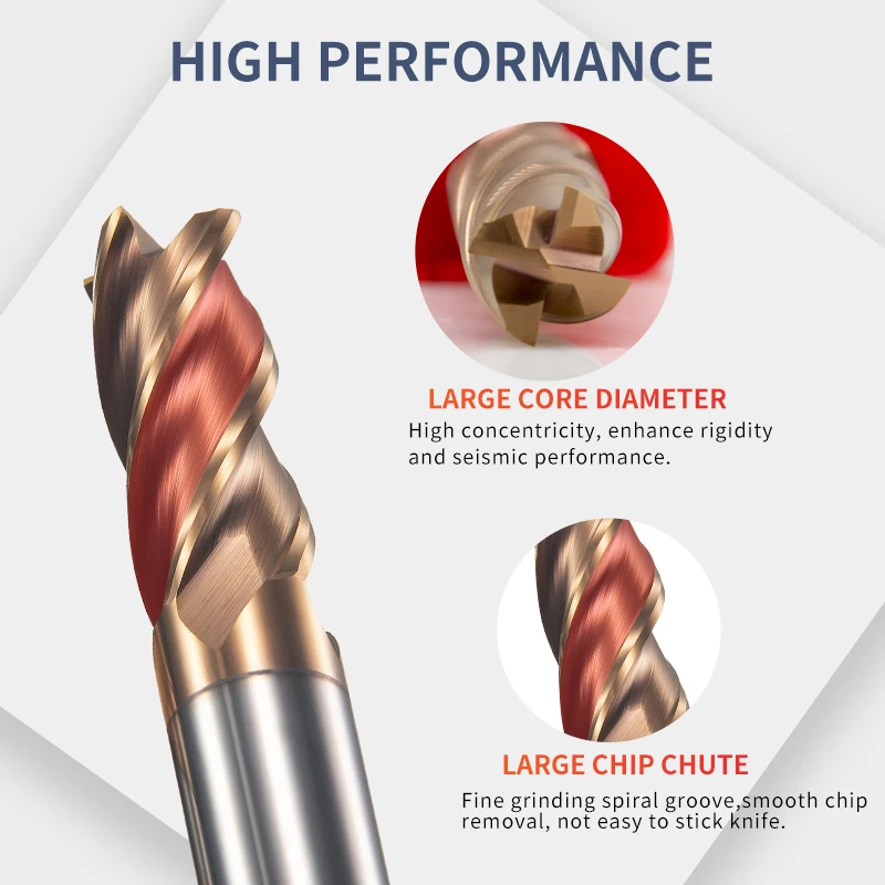 вольфрамовая сталь вертикальная фреза HRC60 4 паз 1mm 3mm8 mm 10mm 12 16mm 20mm твердый сплав