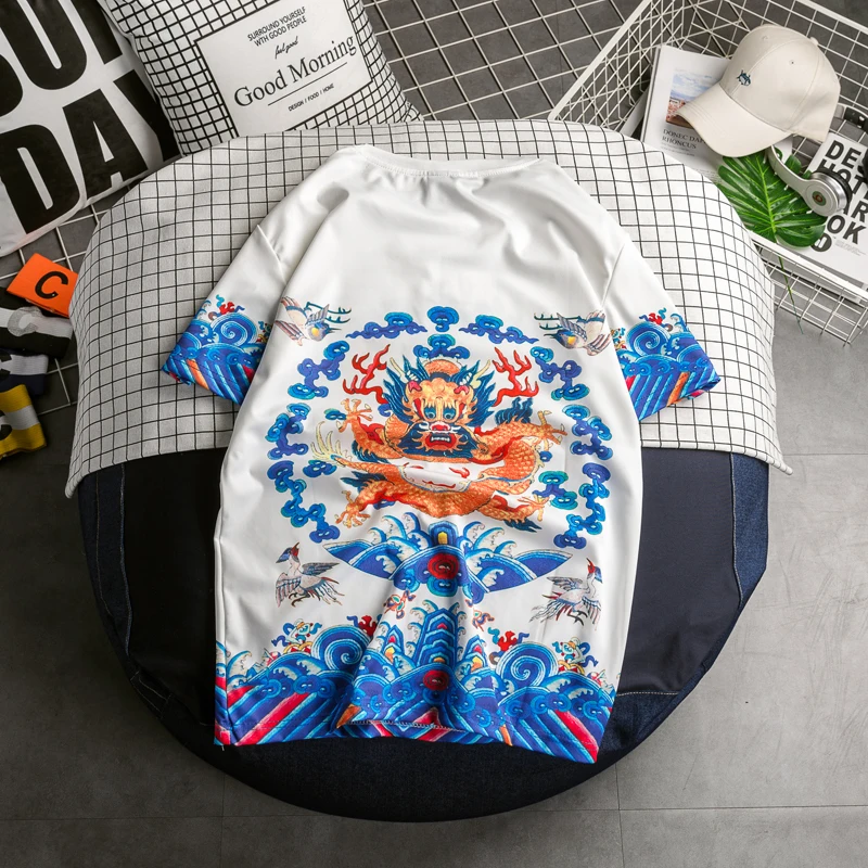 Футболка с 3D-принтом китайского дракона для мужчин и женщин винтажный Топ в стиле