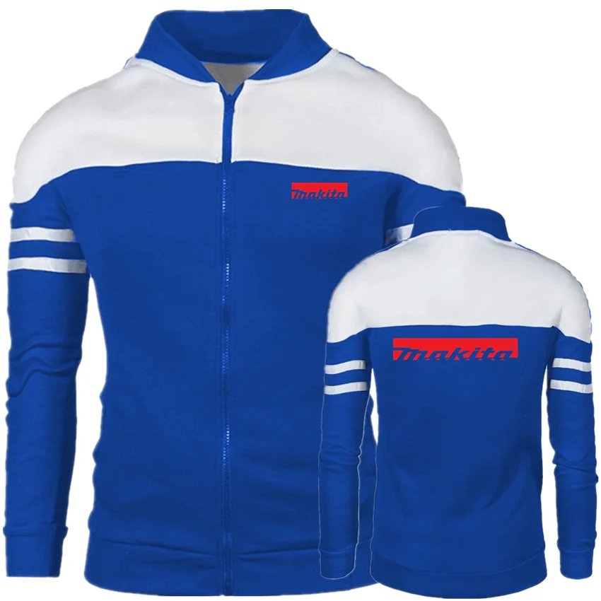 

2021 Men's Spring and Autumn Hoodie Makita Slim Hooded Sweater Jacket Warm Jacket Jacket Plain Zipper Casual Jacket Top Black