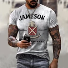 Новинка лета 2021 Мужская одежда для виски футболка с 3D принтом Мужская футболка Повседневная модная футболка с коротким рукавом и круглым вырезом