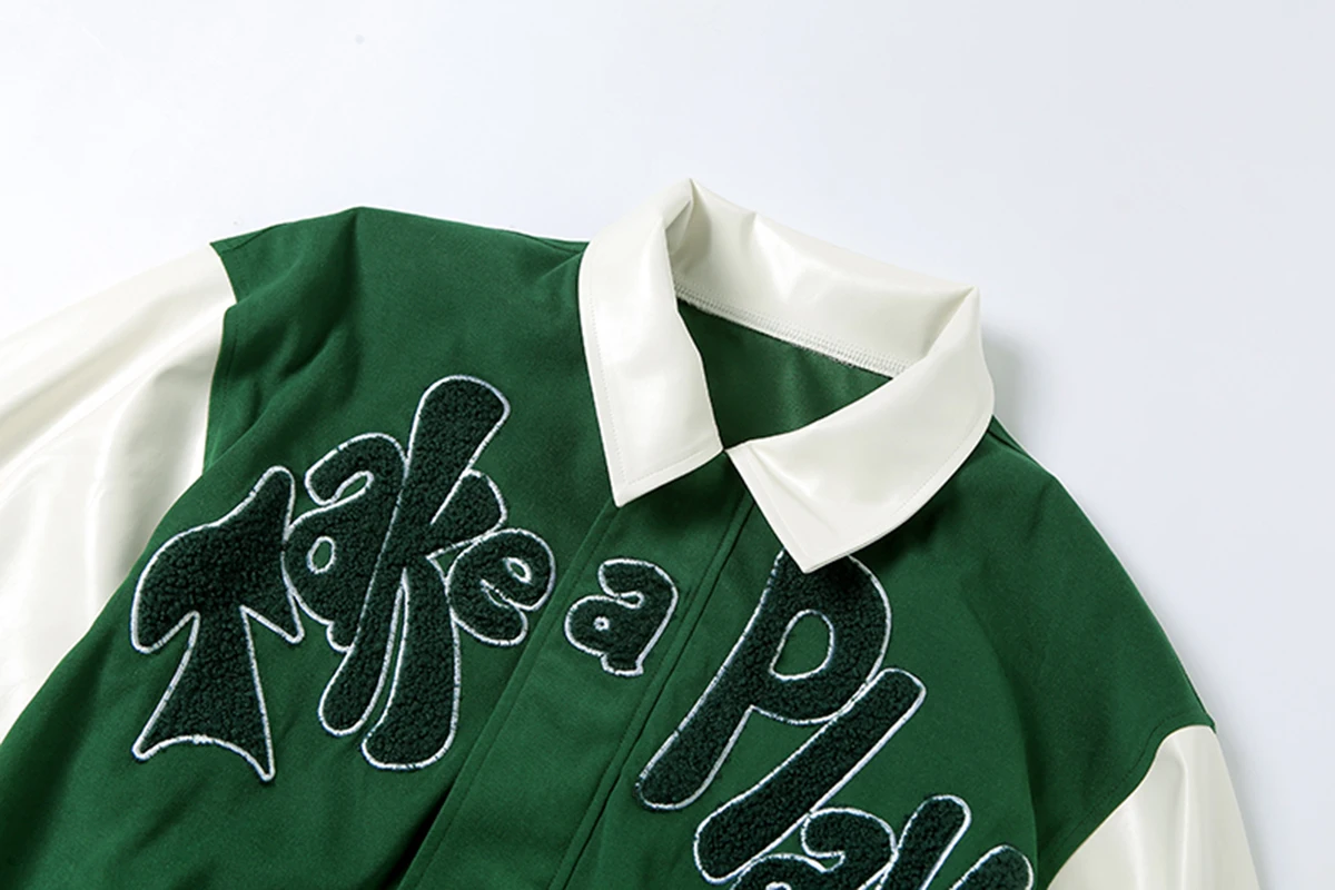 Women's Coats 2021 FreeShippinWinter Oversized Leather Sela American College Varsity Jacket Khaki Green Bomber 531100 | Женская