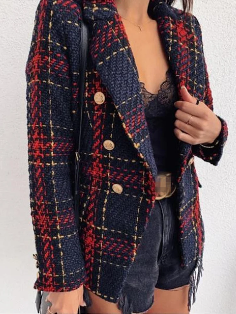 Женское шерстяное пальто зимняя верхняя одежда в клетку английском стиле новые