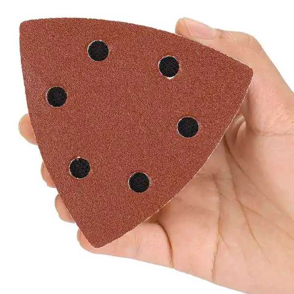 

90PCS Triple-Cornered Hook and Loop Sander Pads Triple-Cornered Detail Tools Sanding Paper 6 Holes Detail Sandpaper
