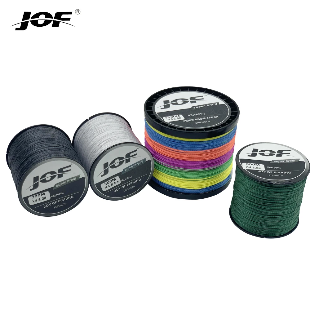 

JOF Series Braided Fishing Line 4 Strands 300M 500M 1000M PE Braided Fishing Wire 0.4#-3.0# 8-40lb Carp Fishing Tackle 8 Strands