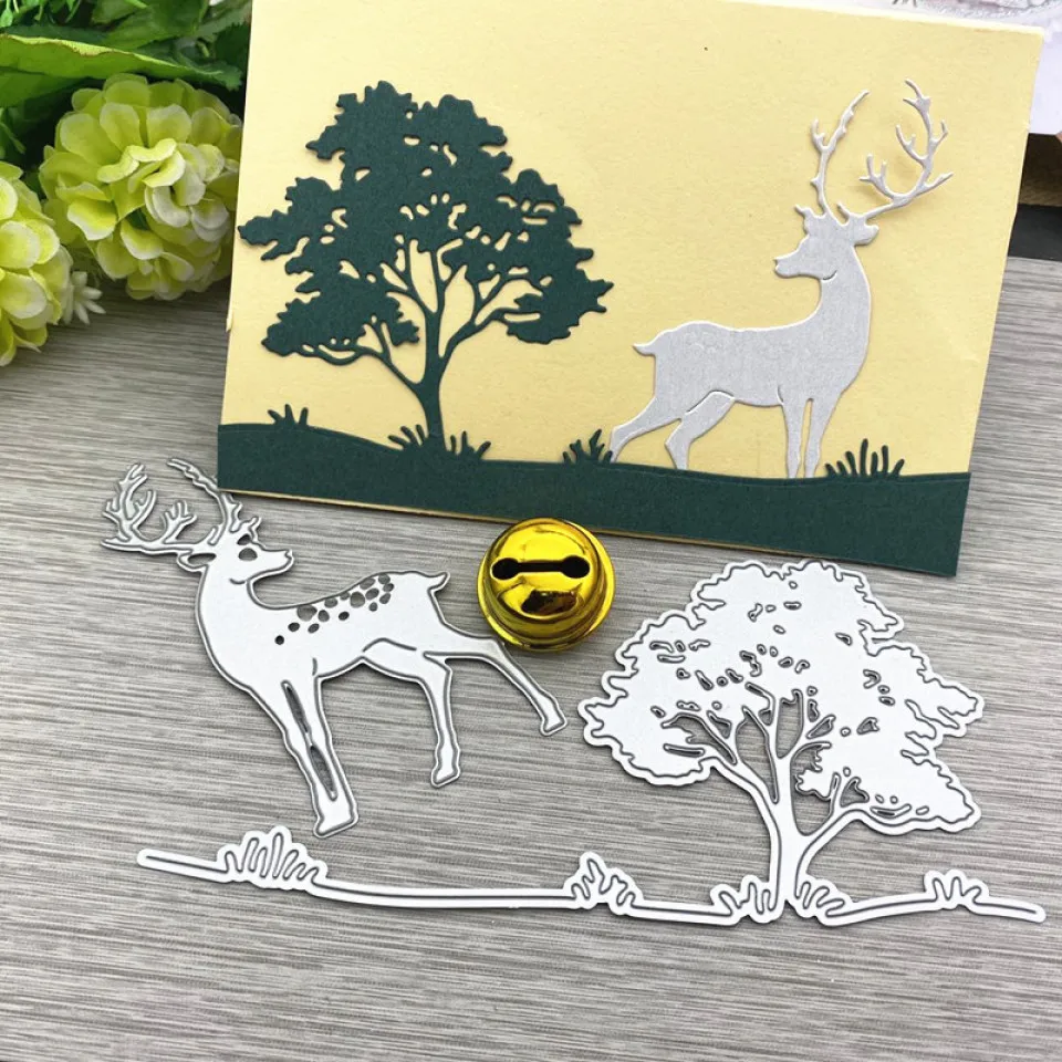 Рождественская рамка для дерева оленя металлические трафареты DIY скрапбукинга