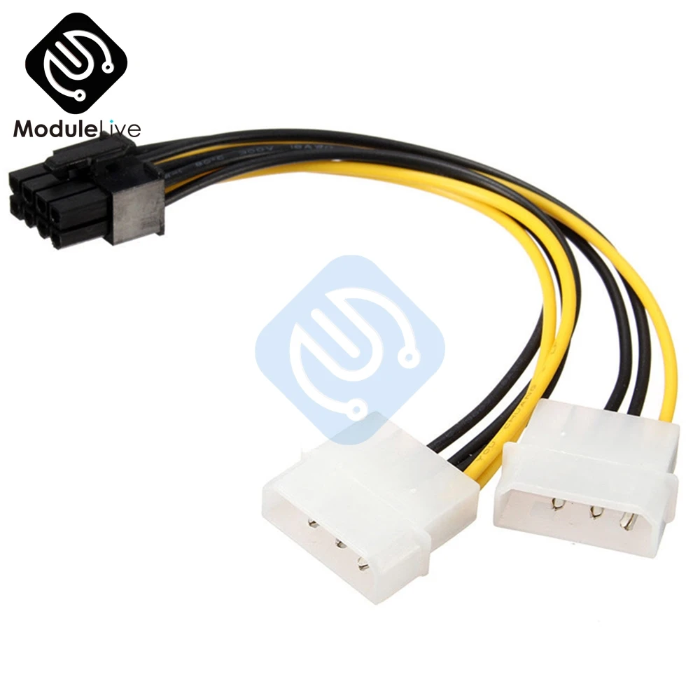 Двойной преобразователь Molex LP4 4 Pin к 8 PCI E Express адаптер кабель питания провод