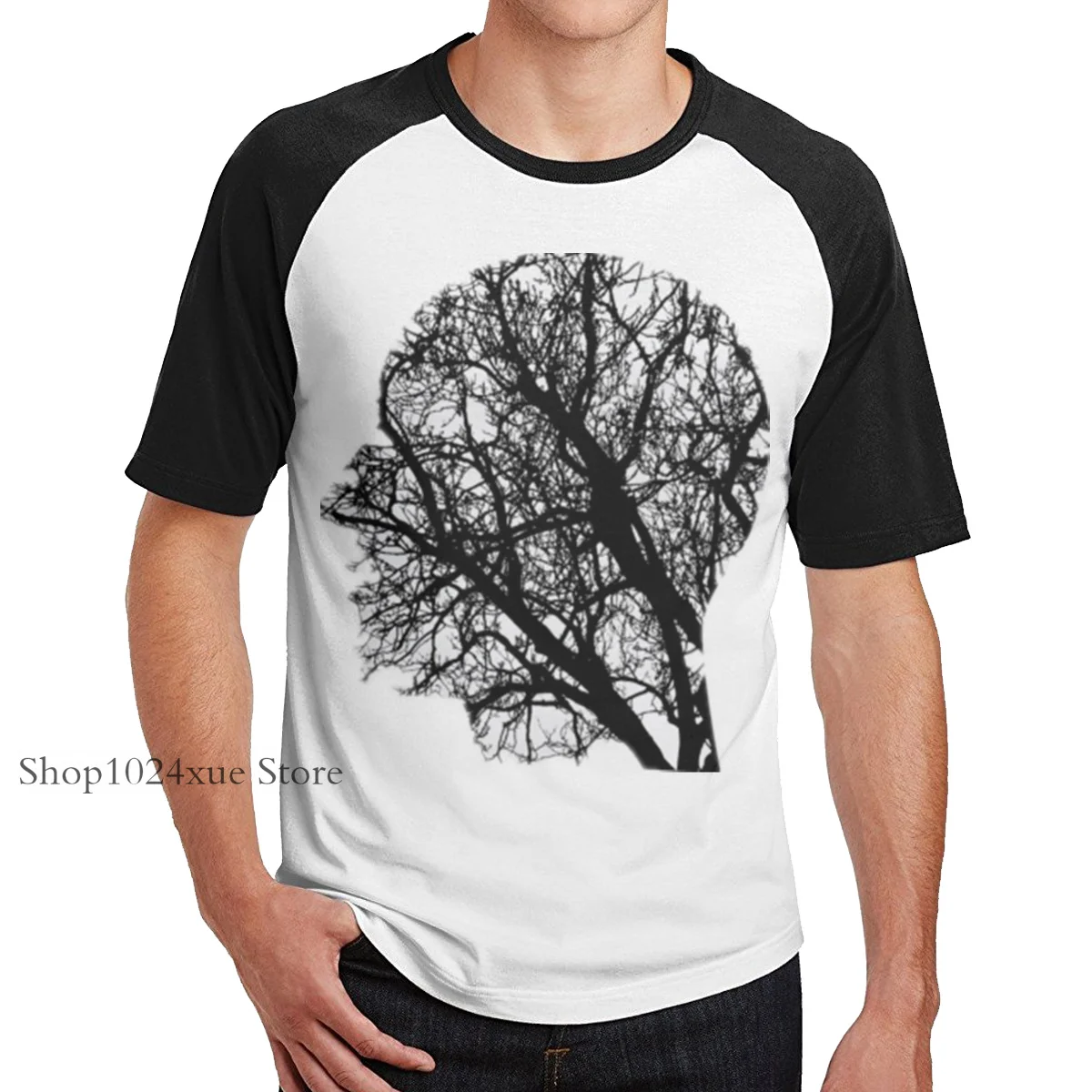 Дерево силуэт печать под заказ для отдыха футболка с Короткими Рукавами Летняя