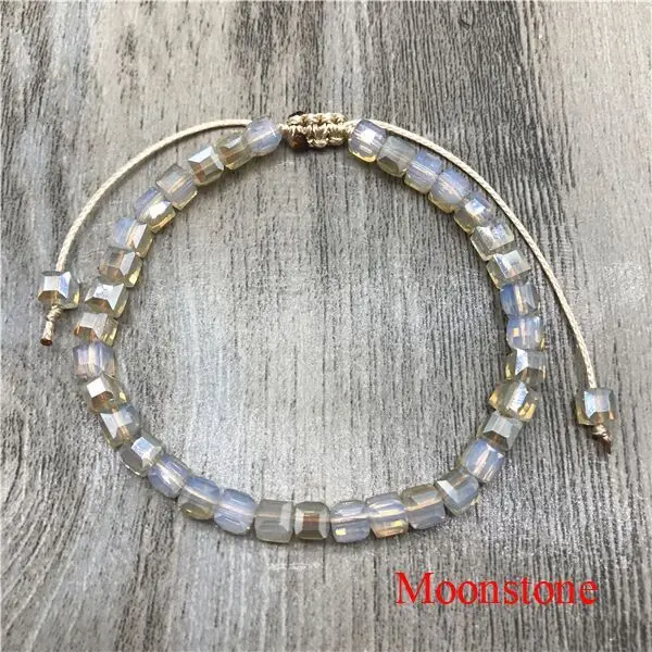 Moonstone Квадратный Кристальный бисерный браслет из ярких бусин для женщин богемный консервативный стиль - Окраска металла: Moonstone
