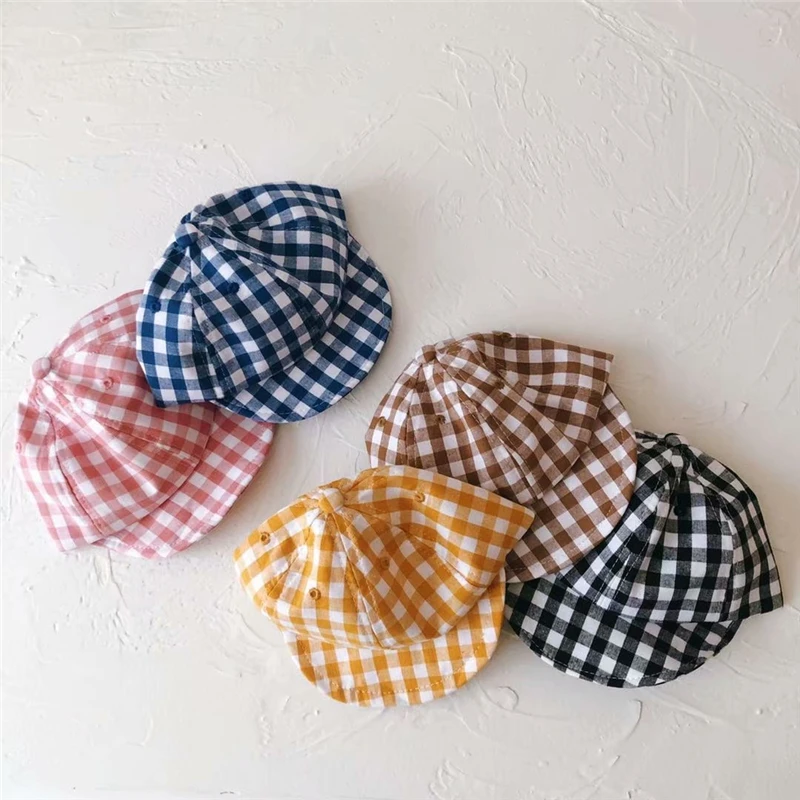 Детская шапка для мальчиков и девочек в Корейском стиле аксессуары клетку