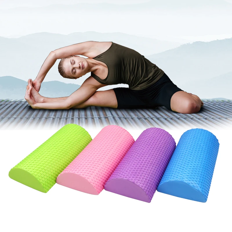 

30/45/60cm Half Round EVA Massage Foam Rolle Yoga Pilates Fitness Equipment Balance Pad Yoga Blocks With Massage Floating Point