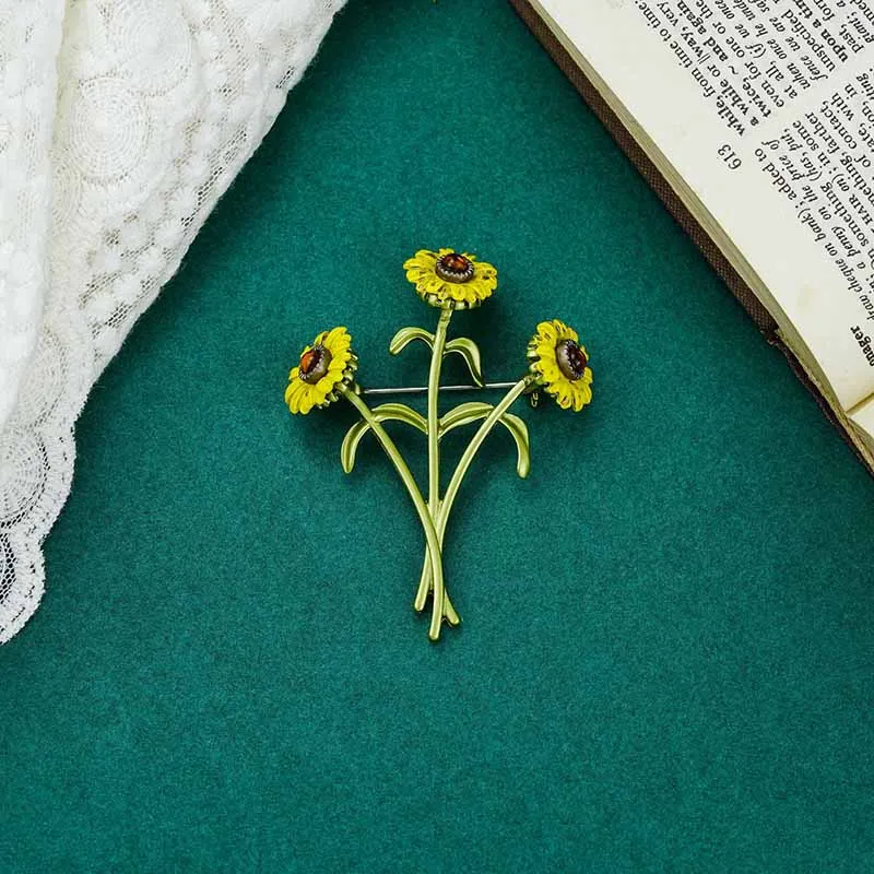 Новая дизайнерская элегантная подсолнухая ваза-кардиган булавка-брошь