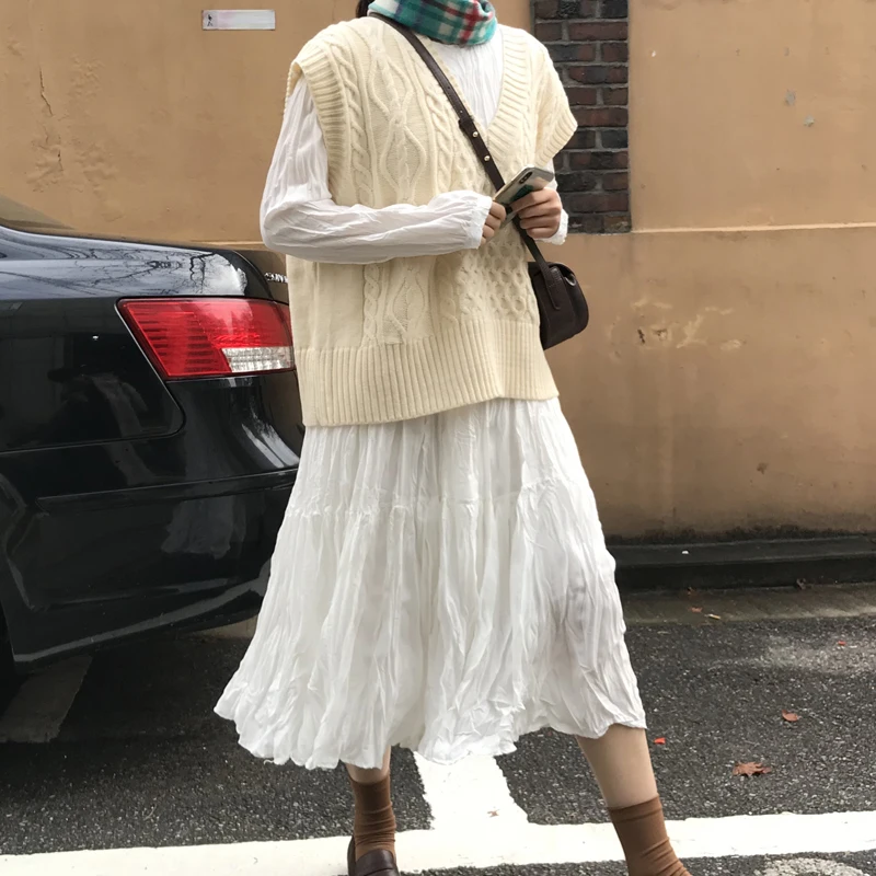 2 цвета 2019 для осени и зимы Вязанная в винтажном стиле С v-образным вырезом твист