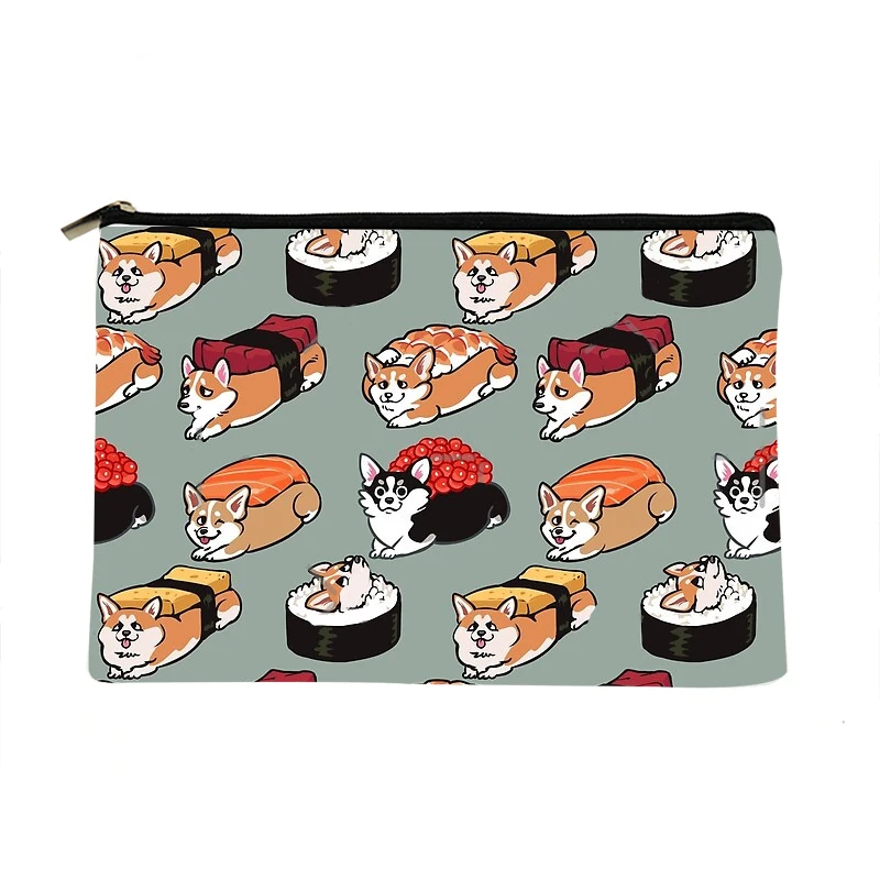 

Women sushi Corgi Printed Make up bag Fashion Women Cosmetics Organizer Bag for Travel Colorful Storage Bag for Lady Bag