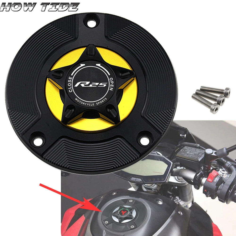 

Logo 8 Colors CNC Aluminum Keyless Motorcycle Accessories high quality Fuel Gas Tank Cap Cover for YAMAHA YZF R25 R3 2014-2018