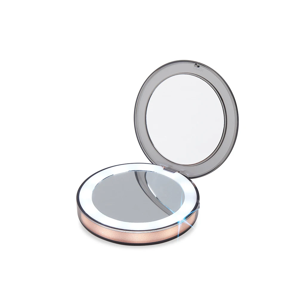 Складное компактное косметическое зеркало со светодиодной подсветкой и