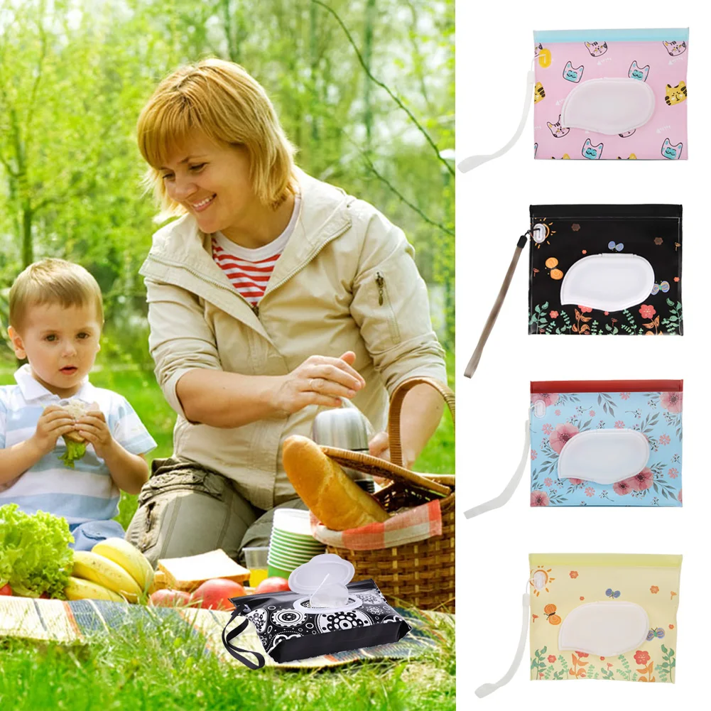 

Clamshell Snap Strap Wipe Container Case EVA Eco-Friendly Baby Wipes Bag Clamshell Reusable Cleaning Wet Wipes Box Case
