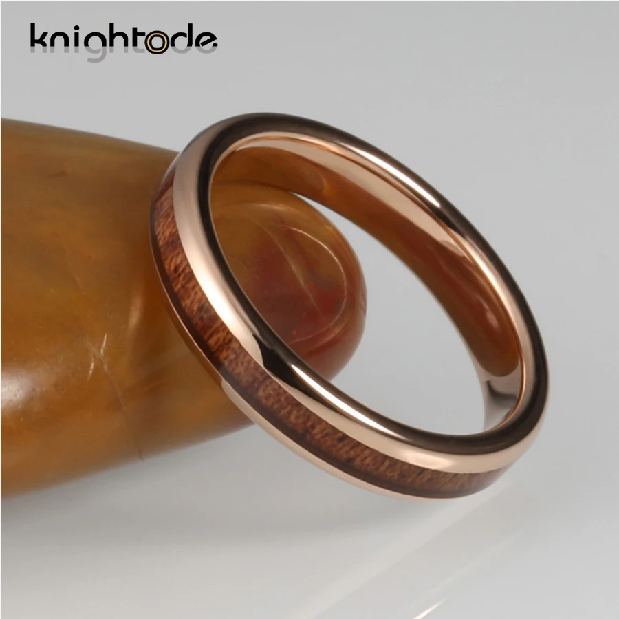 4 мм розовое золото Вольфрам обручальное кольцо из натурального дерева КОА для