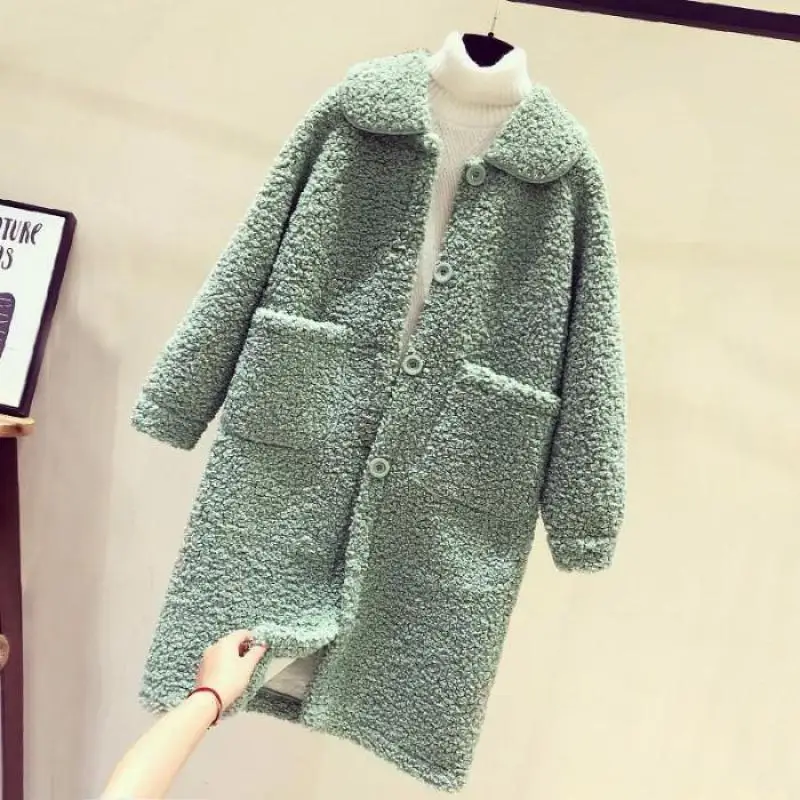 Новое осенне зимнее модное шерстяное пальто женское свободное однобортное