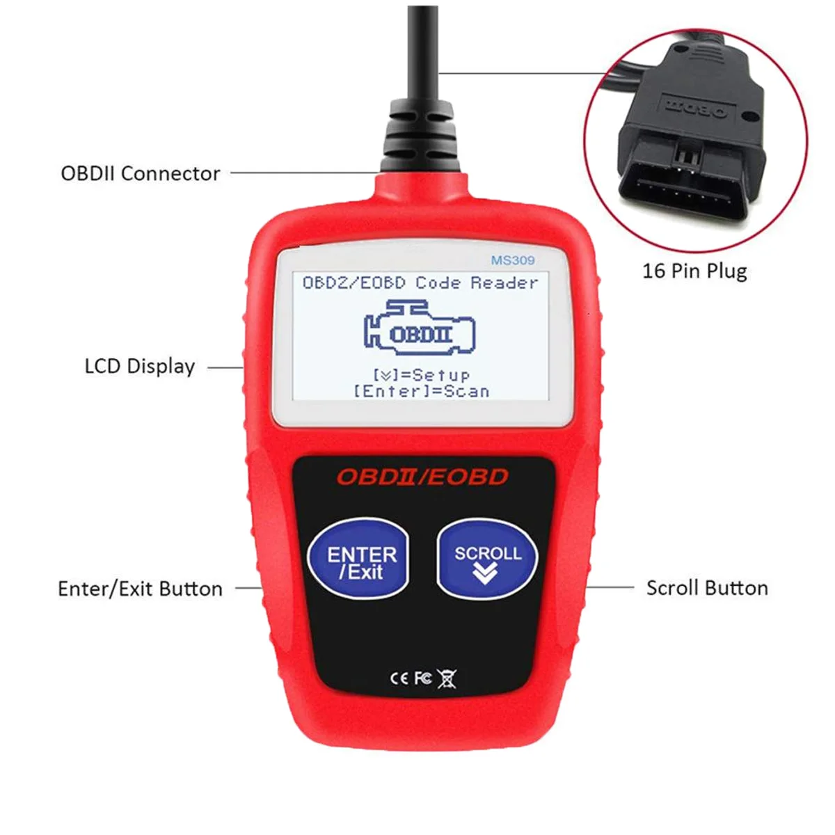 MS309 OBD2 сканер ODB 2 EOBD автоматический диагностический многоязычный Автомобильный