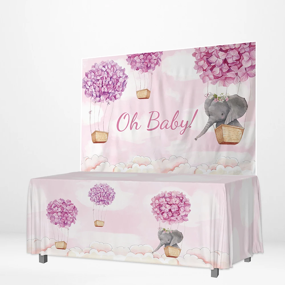 

Allenjoy слон DIY скатерть горячий воздушный шар листья цветы облако розовый синий мультфильм фотобудка детский день рождения фотосессия