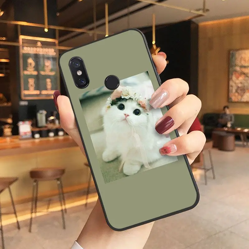 Cute Funny Kitten Cat Soft black Phone Case For Xiaomi Mi 6 6plus 8 8SE 9 9SE 6X Note2 Note3 Coque Shell Cover