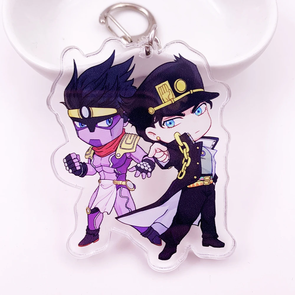 Аниме Jojos Необычные Приключения брелок Двусторонняя фигурка Kujo Jotaro Кира Yoshikage Цезарь акриловый брелок Коллекция подарок - Цвет: K0018-9