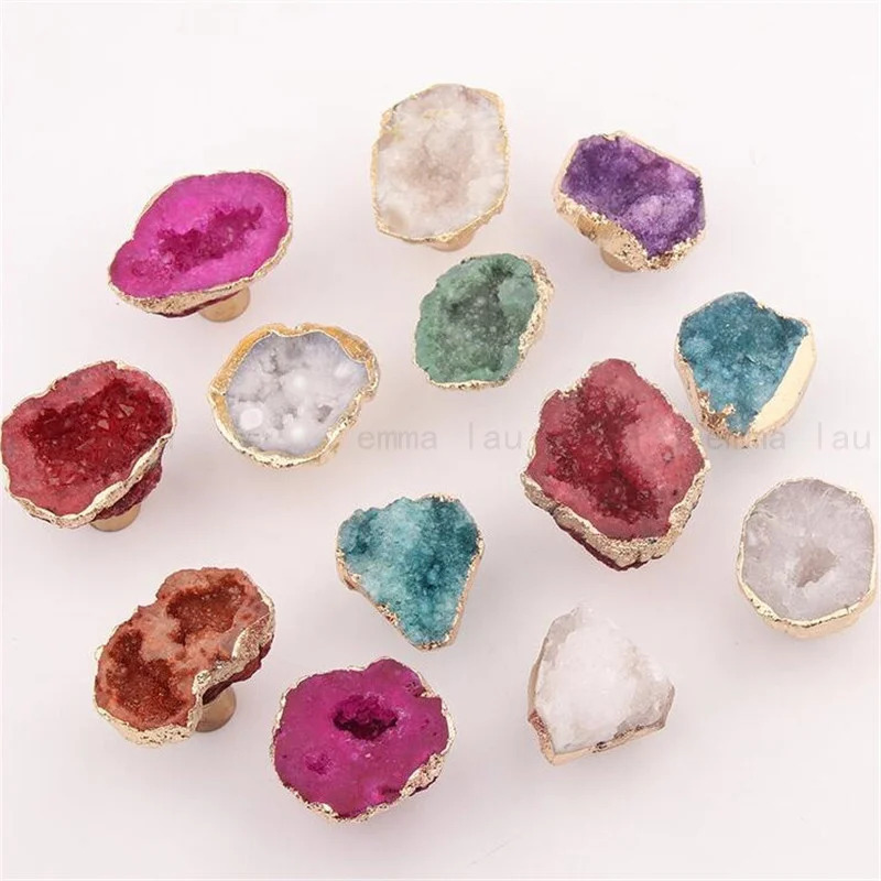 Ручка из натуральной латуни с кристаллами в скандинавском стиле роскошная