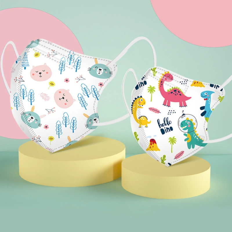 

10-дневная одноразовая маска для лица для детей, трехмерная трехслойная Милая мультяшная маска с рисунком животных с ушными петлями