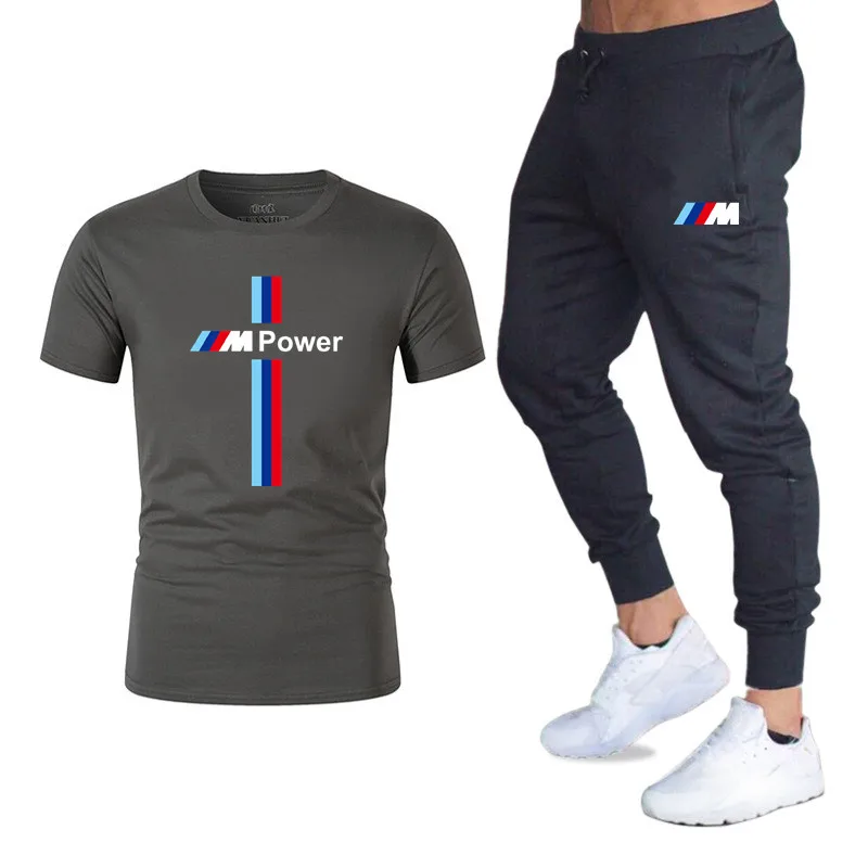 

Fashion men's suit T-shirt + shorts Men's brand 2021 two-piece sportswear men's casual T-shirt workout fitness suit jogging suit