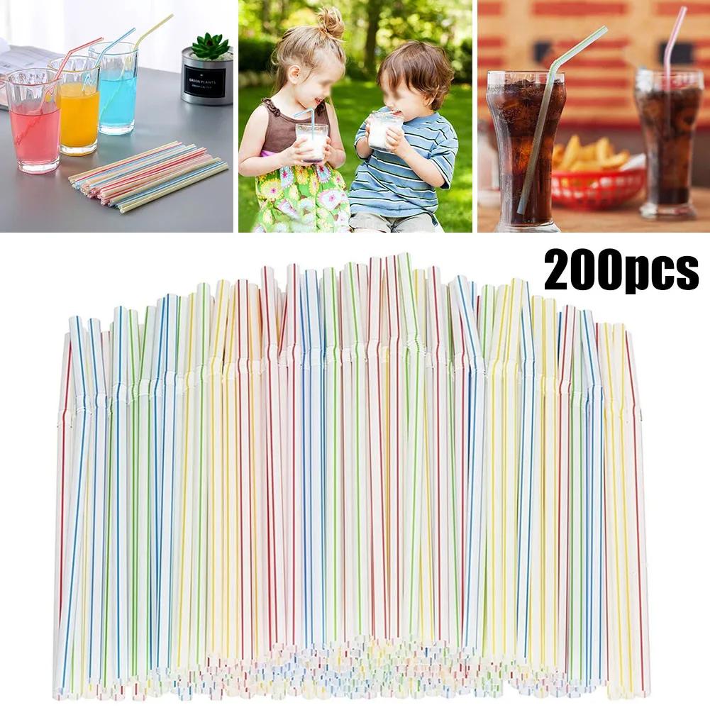 

200 Pcs Straws Colorful 21cm Straws Plastic Cocktail Glass Ornament For Party Home Decoration Accessories
