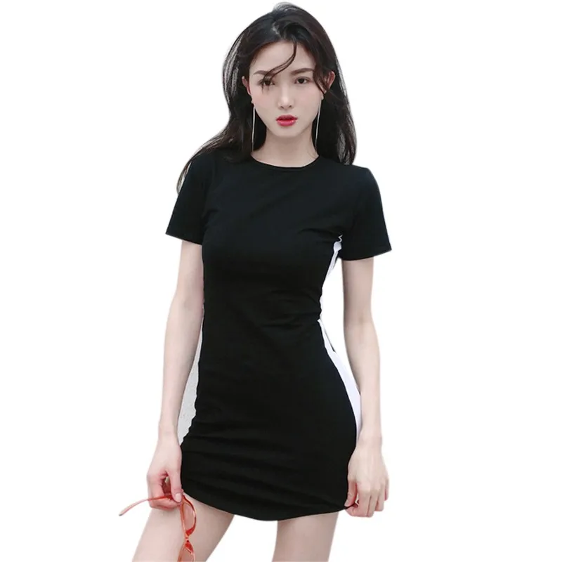 

Fashion Women Summer Dress Short Sleeve O-Neck Sexy Dresses Side Tube Dress Woman sheath Dress Vestidos