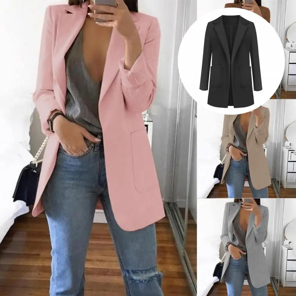 

Женский легкий блейзер из полиэстера, с отложным воротником