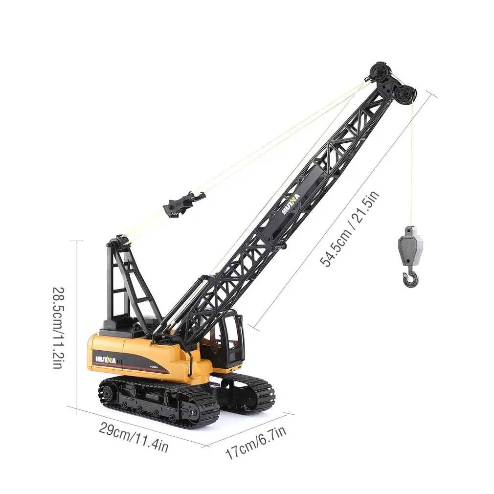 

HUINA 1572 15ch RC Alloy Crane 1/14 2.4GHz Engineering Movable Latticed Boom Hook Mechanical Truck Toy Car With Sound Light ti
