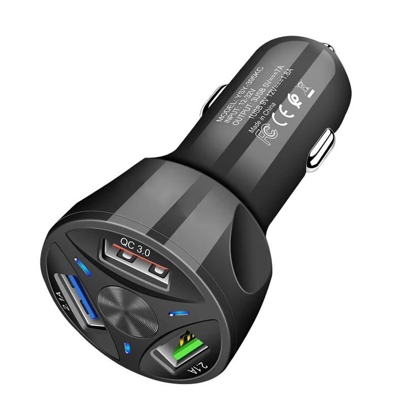 QC3.0 Fast Charge Car Charger 3USB Car Charger 5V/7A Multi-Port Car Charger One for Three 36W Car Charger