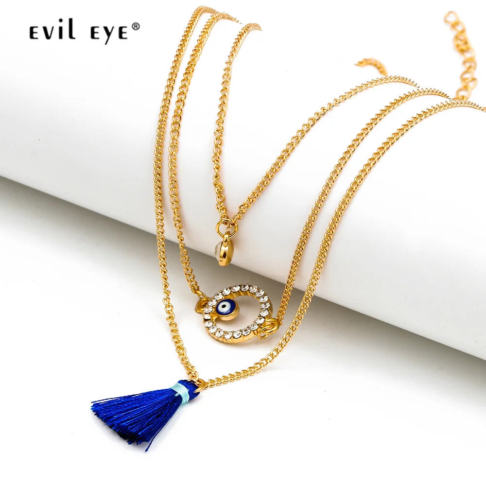 Ожерелье с круглым кулоном сглаза EY2766 | Украшения и аксессуары