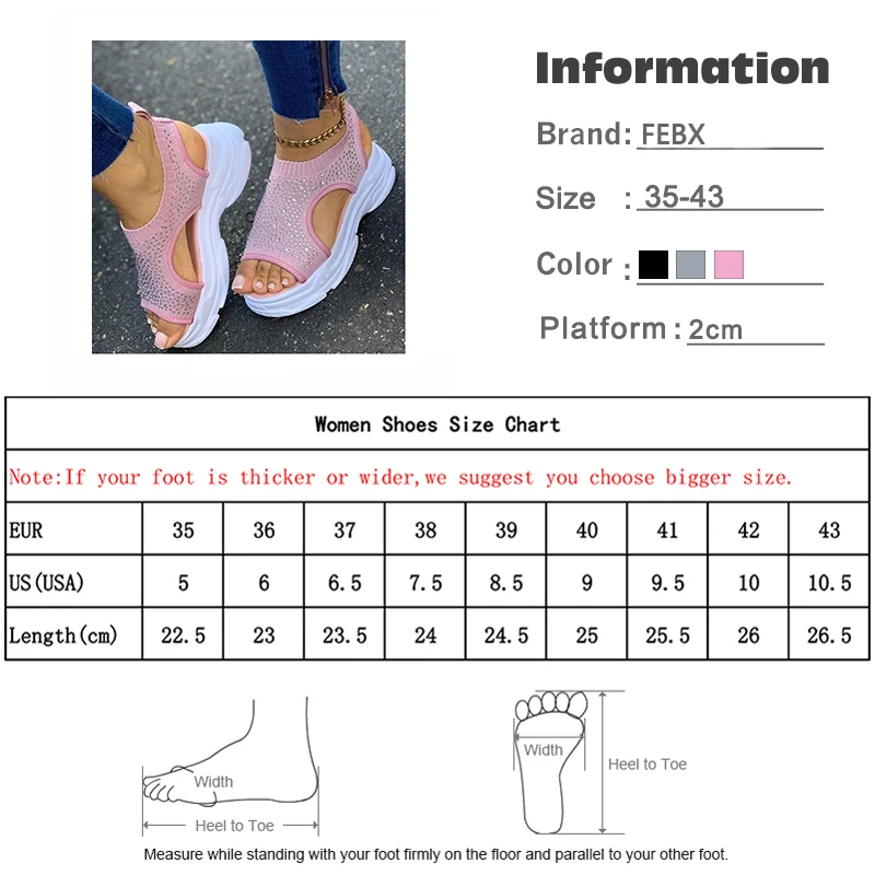 

Women Casual Crystal Sandals Summer Peep Toe Platform Ladies Rhinestone Slip On Women Fabric Shoe Female Knitting Sandal Hot