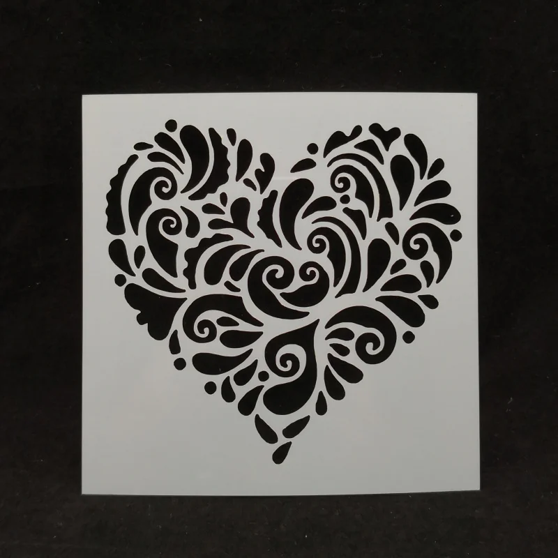 

13*13 Heart Layering Stencils graffiti hand copied board hollowed out diy photo album graphic spray painting tool