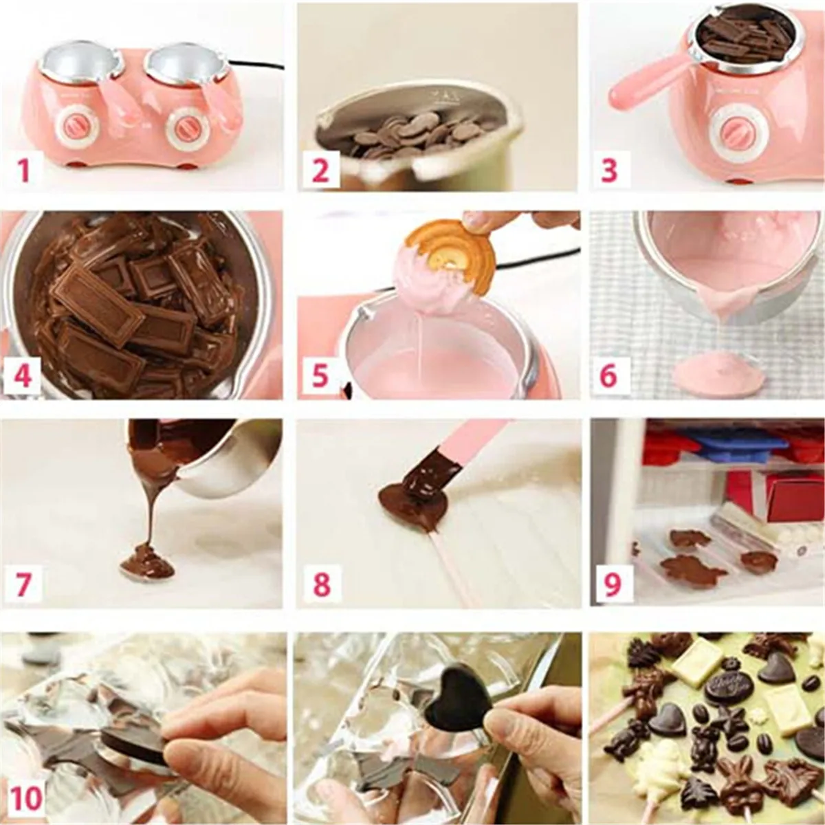 

Chocolate Melting Pot Electric Fondue Melter Machine Set DIY Chocolate Fondue Machine Pink