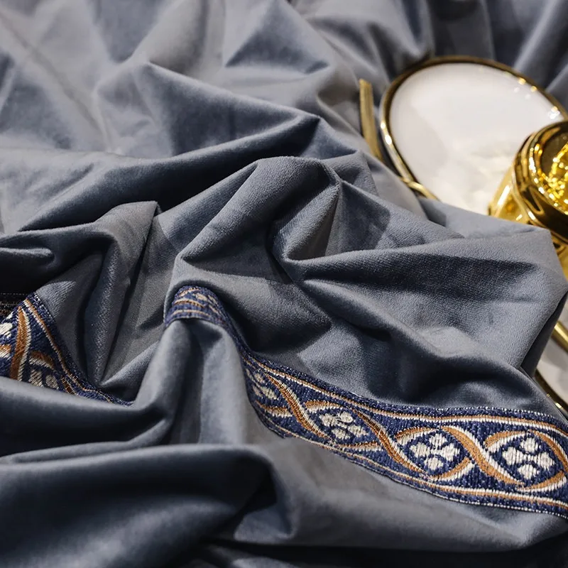 Темно-серый комплект постельного белья вельветовое постельное белье простыня