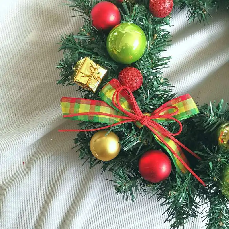 Мини Рождественская елка Рождественский венок подвесной ротанговый круг