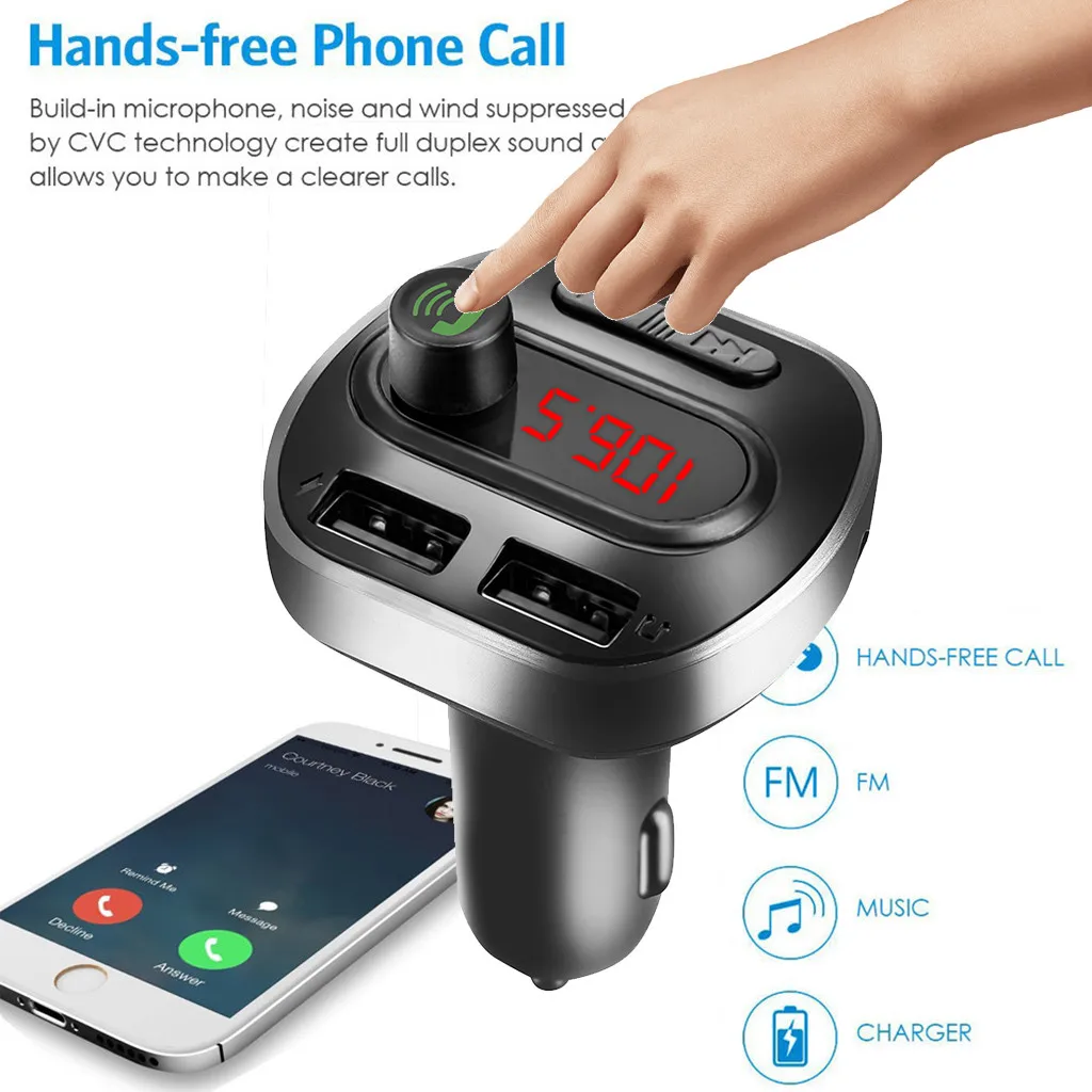 

Wireless BT3.0 Transmitter FM MP3 Players Modulator Handsfree Dual USB Charger