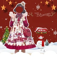 lolita dress popcorn lolita op long sleeve dress christmas new year red